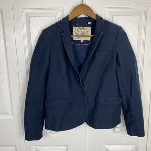 Jack Wills Size 6 Blazer Jacket Navy Blue Cotton Tailor Button Single breasted